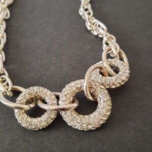 Unbranded Silver Tone Linked Bling Rhinestones Necklace